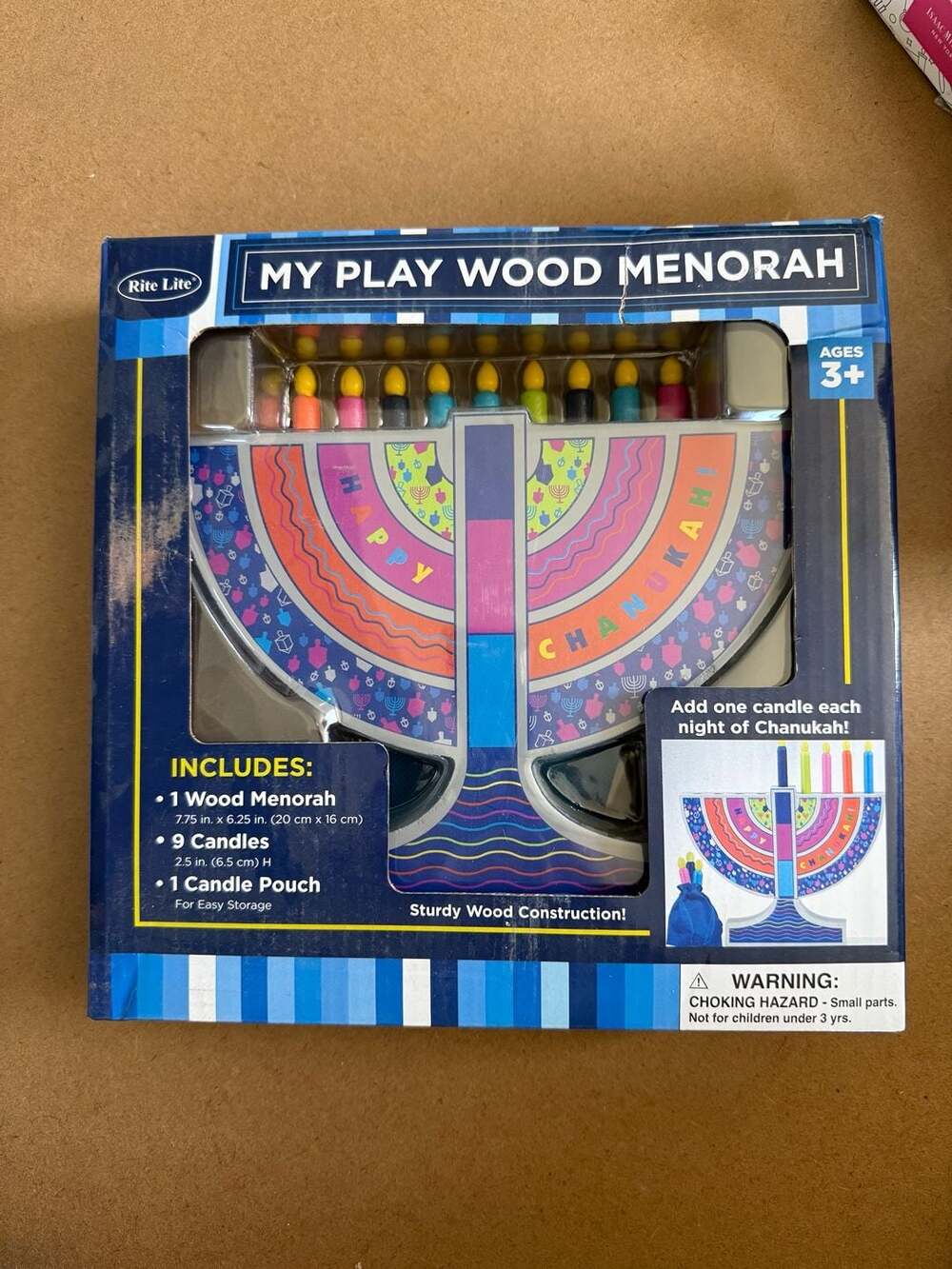 Rite Lite My Play Wood Menorah Kids Toy 11 Piece Set Ages 3+